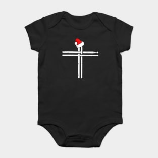 Christian Drum Stick Cross In Santa Hat Funny Drummer Baby Bodysuit